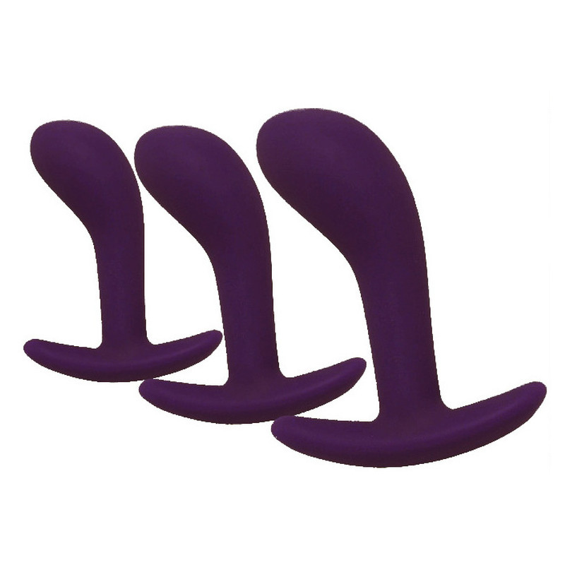FUKR Kit de 3 Mini Plugs Prostatiques Silicone 11 x 3.5 cm Violet Foncé